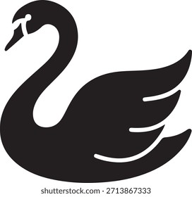 Simples design de logotipo de ícone de cisne. Silhuetas de preto vetorial. com fundo branco
