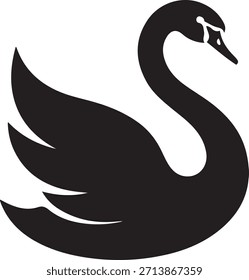 Simples design de logotipo de ícone de cisne. Silhuetas de preto vetorial. com fundo branco
