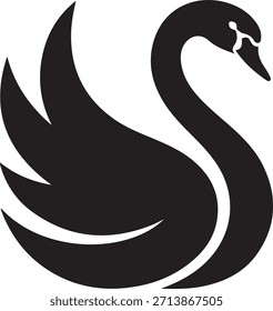 Simples design de logotipo de ícone de cisne. Silhuetas de preto vetorial. com fundo branco

