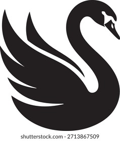 Simples design de logotipo de ícone de cisne. Silhuetas de preto vetorial. com fundo branco
