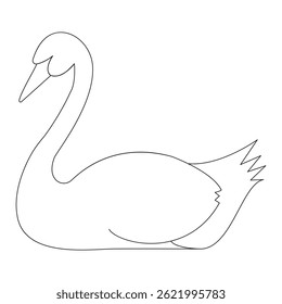 Ilustração de arte de linha de cisne simples