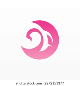 Simple swan logo design. Poultry logo template. Beautiful winged animal logo