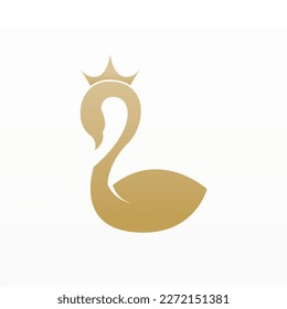 Simple swan logo design. Poultry logo template. Beautiful winged animal logo