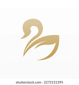 Simple swan logo design. Poultry logo template. Beautiful winged animal logo