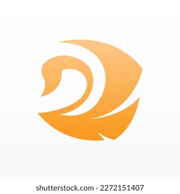 Diseño sencillo de logotipo cisne. Plantilla de logotipo de aves de corral. Hermoso logo de un animal alado
