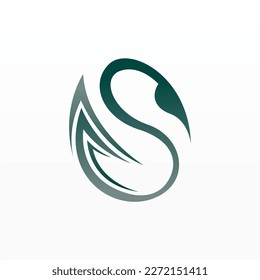 Simple swan logo design. Poultry logo template. Beautiful winged animal logo