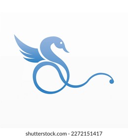 Simple swan logo design. Poultry logo template. Beautiful winged animal logo