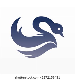 Simple swan logo design. Poultry logo template. Beautiful winged animal logo