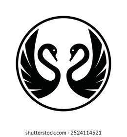 simple swan logo, logo of two swans facing each other