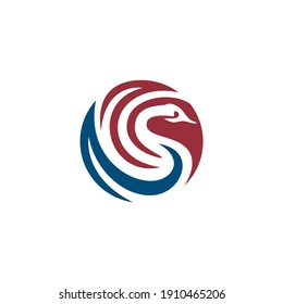 simple swan logo vector.
Abstract minimalistic logo icon bird silhouette of a swan