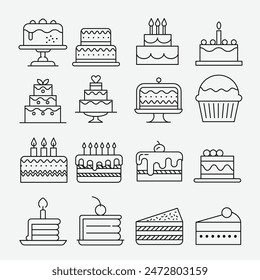 Simple Sweet Cake Icons Set 