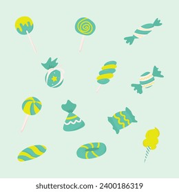 Simple Sweet Candy Illustration Design Set