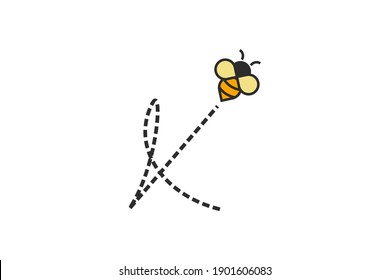 Simple and Sweet Illustration Logo design Initial Flying Bee K