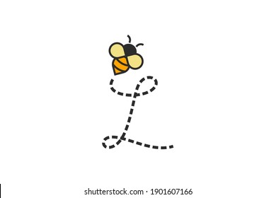 Diseño de logotipo de ilustración simple y dulce Bee de vuelo inicial L