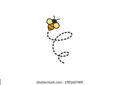 Diseño de logotipo de ilustración simple y dulce Bee de vuelo inicial C