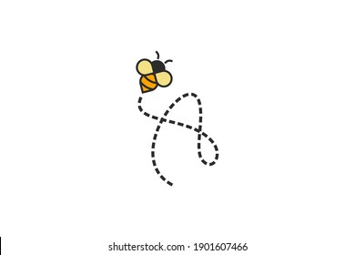 Simple and Sweet Illustration Logo design Initial Flying Bee A