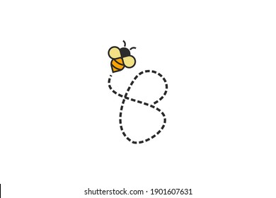 Simple and Sweet Illustration Logo design Initial Flying Bee B