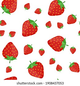 Simple Sweet Strawberry Seamless Pattern Background. Vector Illustration