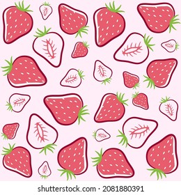 Sencilla fresa dulce de fondo de patrón sin inconvenientes. Ilustración vectorial