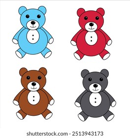 Diseño de oso de peluche simple y dulce. 4 color. para cualquier trabajo. ilustración de dibujos animados. Osito de peluche animal.