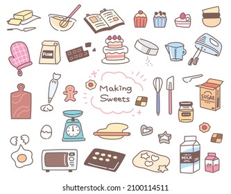 Simple sweets on making icons set