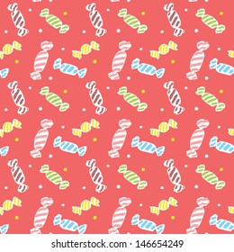 Simple sweets on red, vector seamless pattern