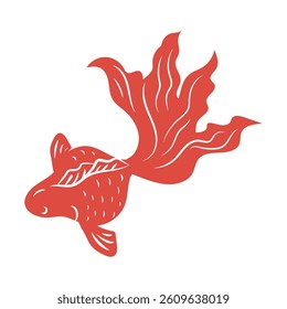 Simple swimming goldfish silhouette Japanese style