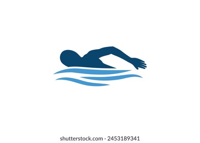 Simple swimming icon, swimming 
 person logo vector illustration for swimming sport.