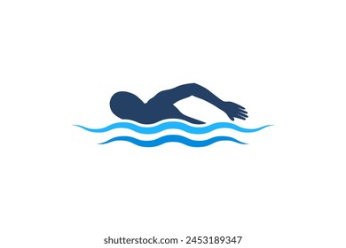 Simple swimming icon, swimming 
 person logo vector illustration for swimming sport.