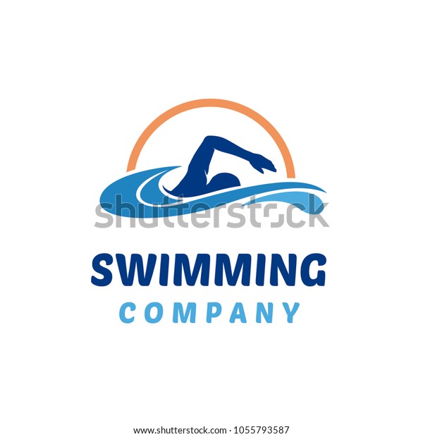 シンプルな水泳のロゴデザインのインスピレーション のベクター画像素材 ロイヤリティフリー