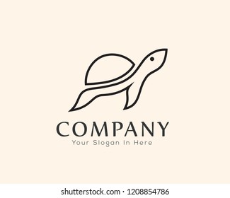 simple swimming up turtle line art logo, turtle logo design inspiration