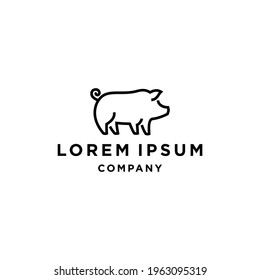 simple swine pig silhouette logo icon design, minimal pork template clip art vector for restaurant cafe food brand 