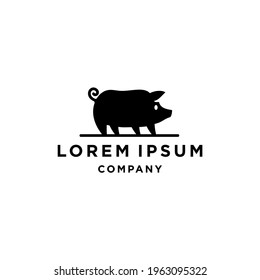 simple swine pig silhouette logo icon design, minimal pork template clip art vector for restaurant cafe food brand 