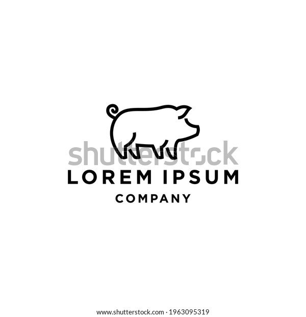 simple swine\
pig silhouette logo icon design, minimal pork template clip art\
vector for restaurant cafe food brand\
