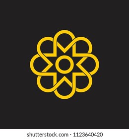 simple swirl overlapping lines logo vector