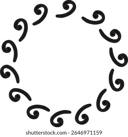 Simple Swirl Ring Outline - Minimalist Hand-Drawn Circular Frame	