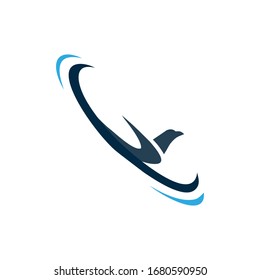Simple swoosh bird logo design template. emblem company