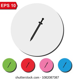 Simple sword flat round colorful vector icon.