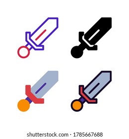 diseño simple de icono de espada en línea, sólido, plano y relleno estilo alineado para jugar a los activos de juego icono, sitio web, aplicación y diseño ui. la guerra, el arma, la batalla y la lucha contra la ilustración vectorial en fondo blanco.