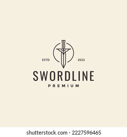 simple sword line minimalist hipster logo design vector
