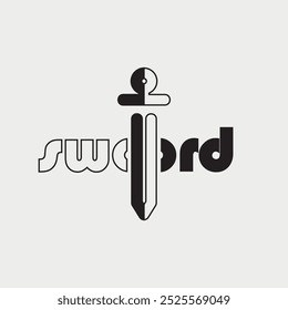 Simple Sword Logo Design Concept. Vector Illustration.