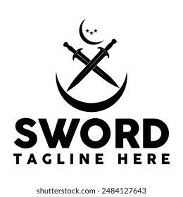 Simple sword logo and icon vector illustration template design