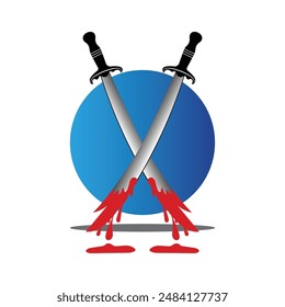 Einfaches Schwert-Logo und Symbol-Vektorillustration-Vorlage-Design