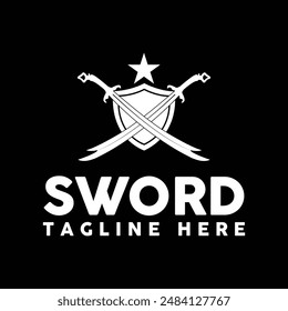 Simple sword logo and icon vector illustration template design