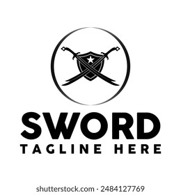 Simple sword logo and icon vector illustration template design