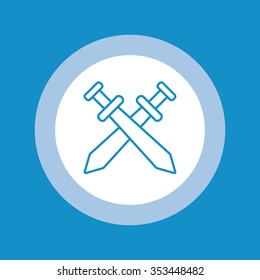 Simple Sword outline crossed icon. Vector illustration