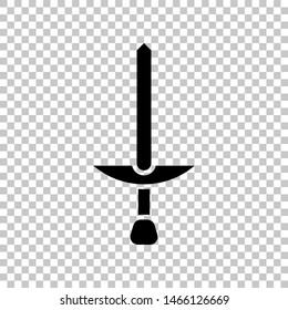 Simple Sword sign. Black icon on transparent background. Illustration.