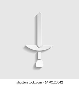 Simple Sword sign. Paper style icon. Illustration.