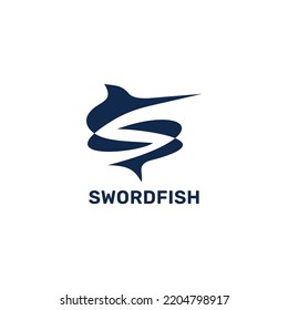 simple swordfish fish logo design