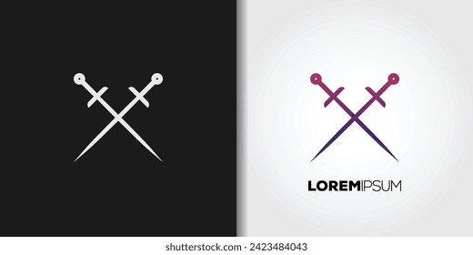 simple swords logo set vector